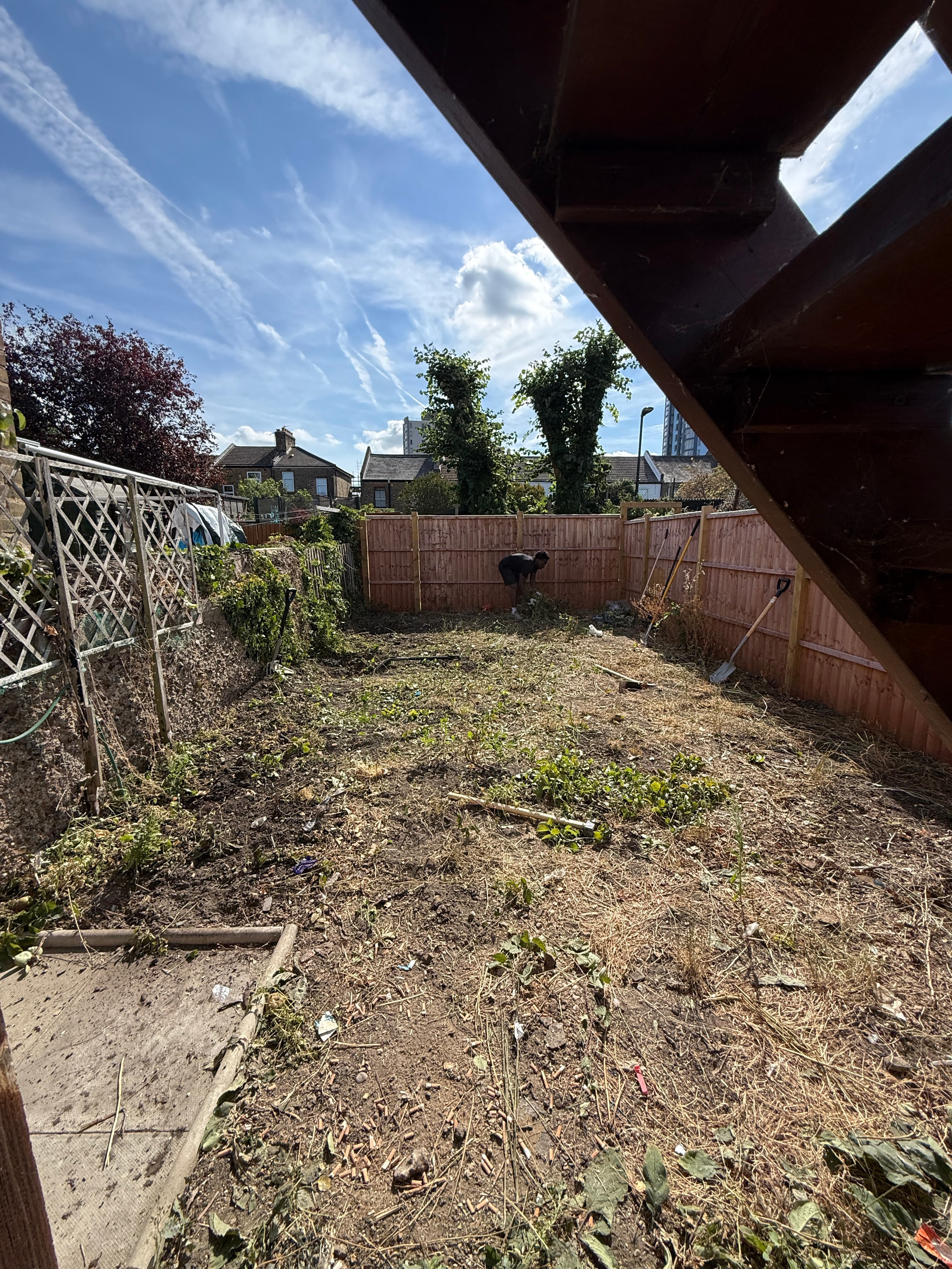 Overgrown garden transformed into a modern entertaining space in Ilford after completion